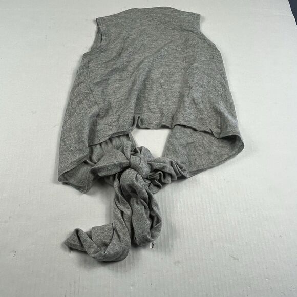 Autumn Cashmere Sweater Gray Cashmere Blend Tie Front Sleeveless Vest Top Small - Picture 9 of 10
